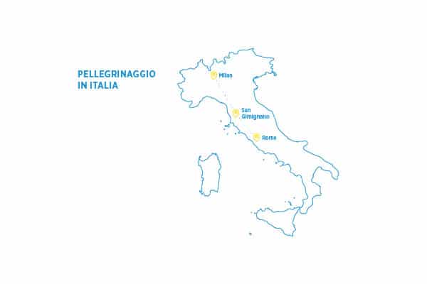 Map of the Pilgrimage in Italy